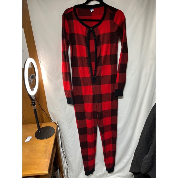 Old Navy Other - Old Navy Men's Buffalo Plaid Pajama Jumpsuit Sleepwear Red‎ Black M Tall